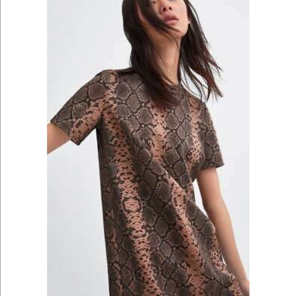 ZARA FAUX SUEDE SNAKE PRINT SHORT DRESS